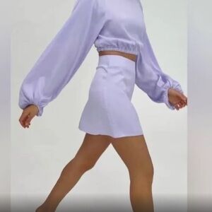 WeWoreWhat Satin Charmeuse Mini Slip Skirt Heather Purple NWT Size M